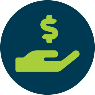 Illustration of outstretched hand with money symbol